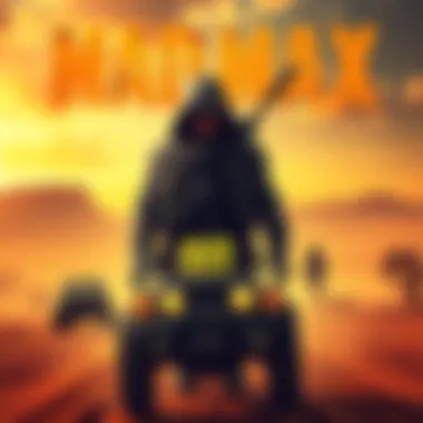 Cover of Mad Max game featuring a rugged character in a post-apocalyptic desert setting with a vehicle and dramatic skies