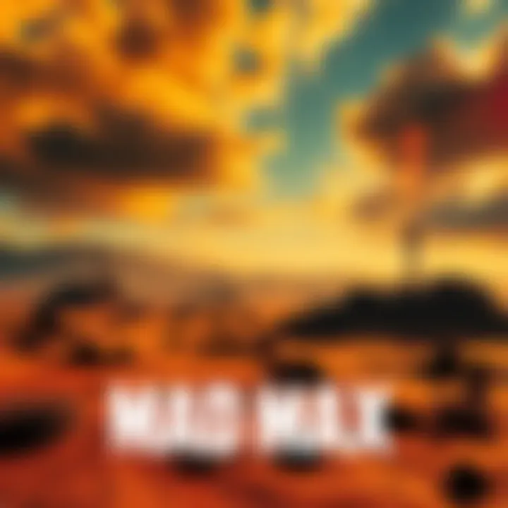 A vast, desolate wasteland scene from Mad Max, featuring rugged terrain and an impressive sky.