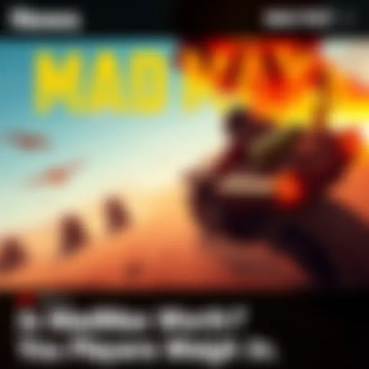 A scene showcasing intense gameplay from the Mad Max video game, featuring dramatic visuals and a post-apocalyptic setting.