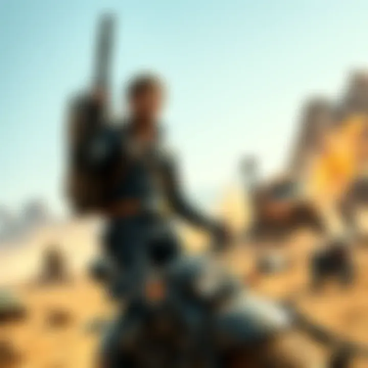 A fan artwork showing Hideo Kojima in a Mad Max-style apocalyptic setting, blending elements from Death Stranding and Mad Max, with a backdrop of chaos and rugged landscapes.