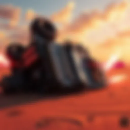 A flipped vehicle in a desert landscape with players preparing to use flares for retrieval