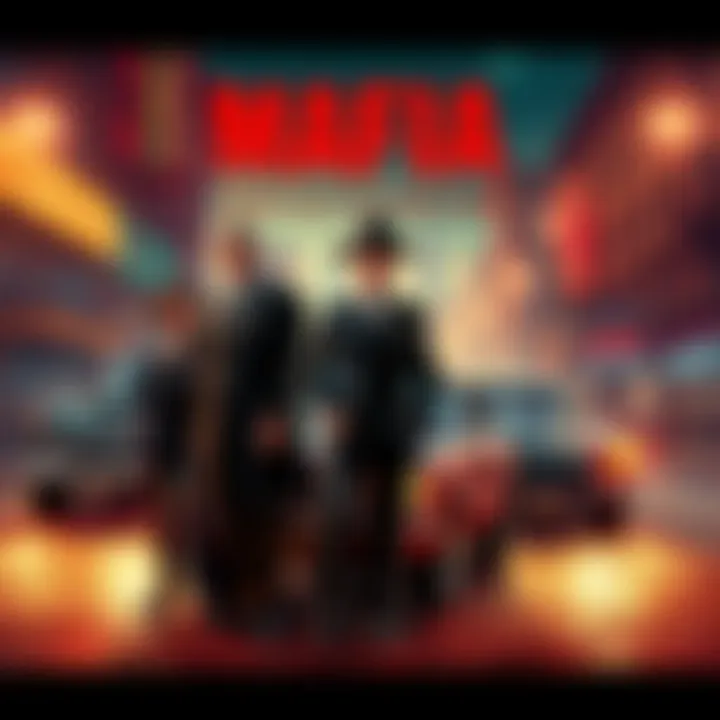 Cover art featuring main characters from Mafia: Definitive Edition in a vintage city setting with classic cars and a crime theme.