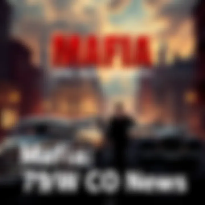 Cover art of Mafia: The Old Country featuring a cityscape with vintage cars and characters in 1920s attire