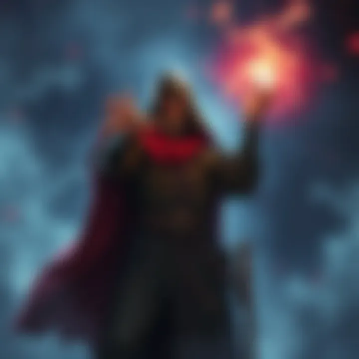 A Mage in a robe tries to cast a spell, but Elusive energies surround him, making the spell less effective.