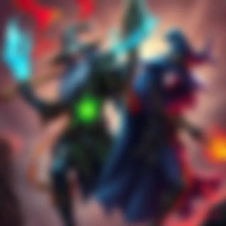 A mage and a witch in battle-ready poses, showcasing new skins with magical staffs and spells ready