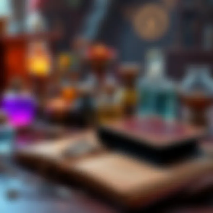 A table filled with various magic items, including a glowing perfume bottle and a spellbook, showcasing the community's favorite picks.