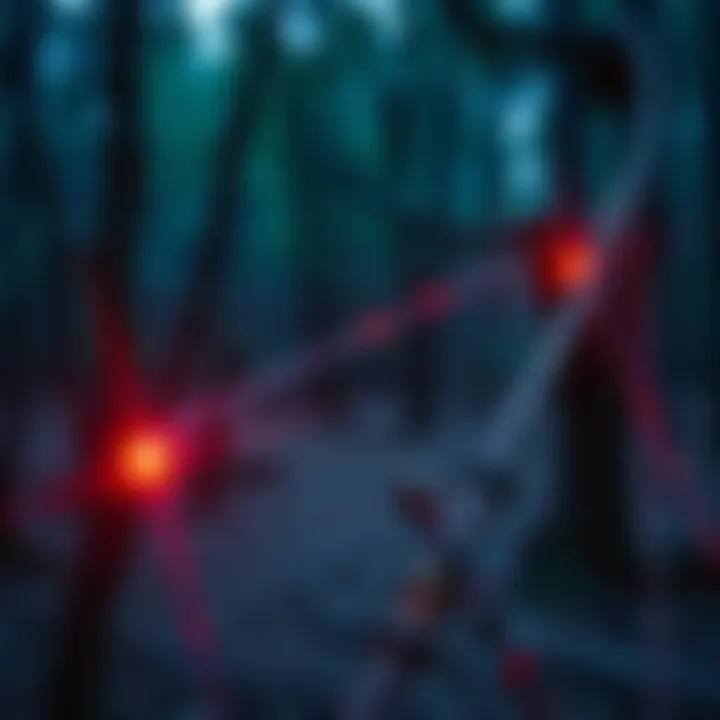 A detailed view of a magic long bow with glowing runes, set against a forest background.