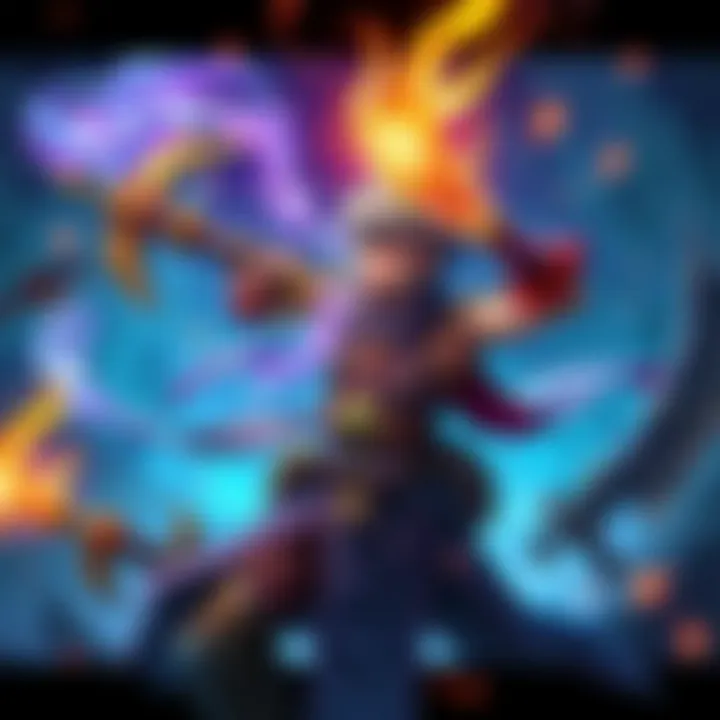 A character in Soulframe casting a spell with a magical range weapon, surrounded by various enchanting effects and glowing elements, contrasting with melee weapons.