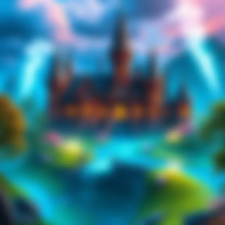 A creative depiction of a fictional magic school with unique architecture, surrounded by enchanted landscapes and vibrant colors, inviting players to imagine different adventures,