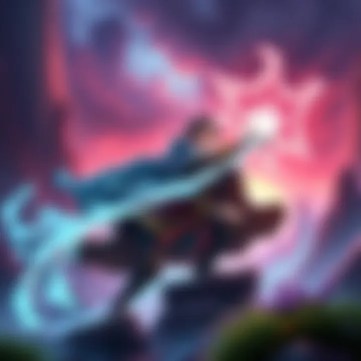 A magic user casting a spell in a fantasy landscape, showcasing the importance of the Mind stat in gameplay.