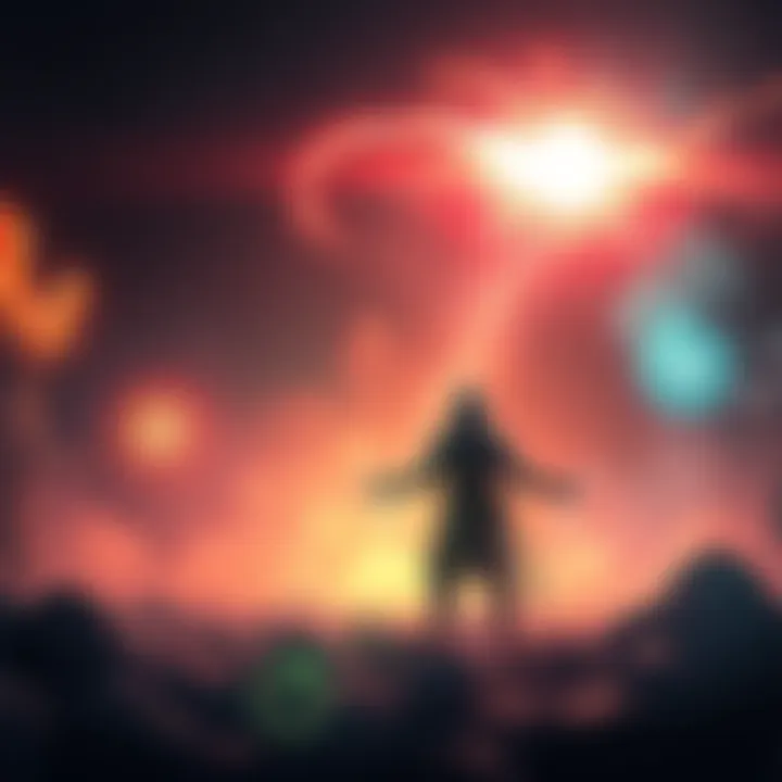 A player character stands still casting a spell, surrounded by slow-recharging magic weapons, showing frustration while facing a tough enemy.