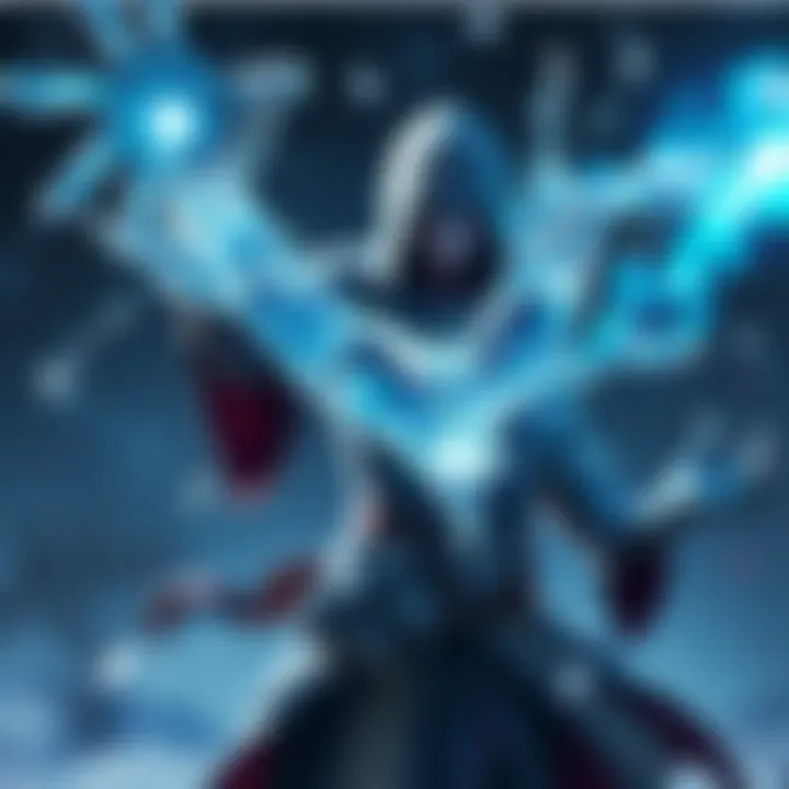 Magician using ice powers A character casting a spell with ice powers, creating intricate ice formations and frost effects, showcasing unique combat abilities.