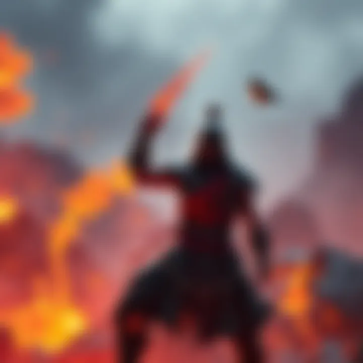 Magma Blade Power Stance A player character attempting to obtain the Magma Blade power stance, surrounded by burning lava and ash, looking frustrated after two days of attempts.