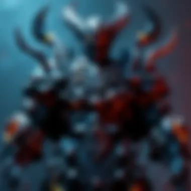 Magnamalo Armor Concept A detailed concept art of Magnamalo armor, featuring dark colors and intricate designs, showcasing armor pieces that resemble a fearsome creature.