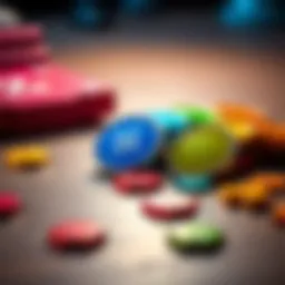 Three sets of colorful magnetic DnD tokens on a tabletop, promoting a worldwide giveaway.