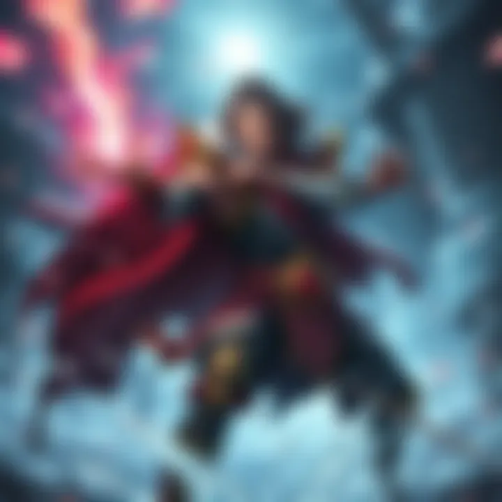 Magnus casting spell interrupted by Ice Path Magnus character in a battle scene, casting a spell while an Ice Path ability disrupts him