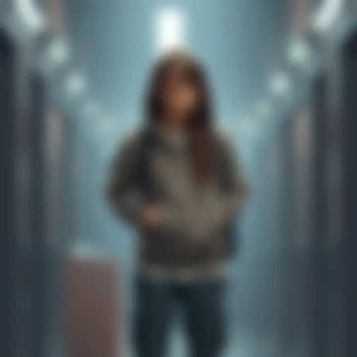 The main character wearing a sweater over a hoodie and plain office shoes, looking unimpressed.