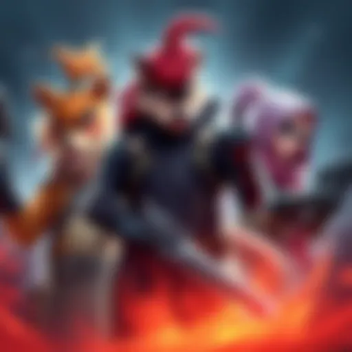 Main gaming characters Popular gaming characters like Mauga, Roadhog, and Emre representing different roles, showcasing their unique styles and abilities.
