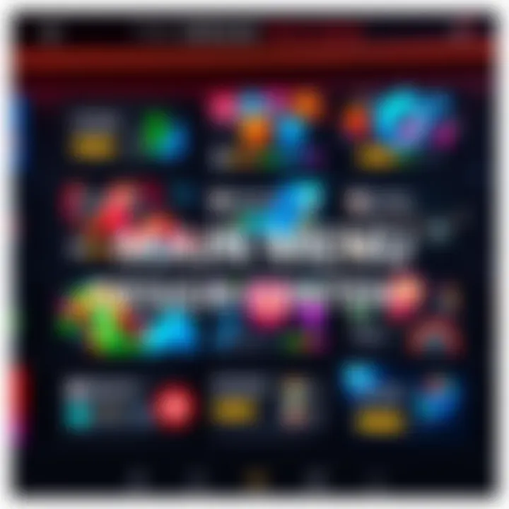 Visual display of different main menu designs showcasing creative layouts and elements for user interface