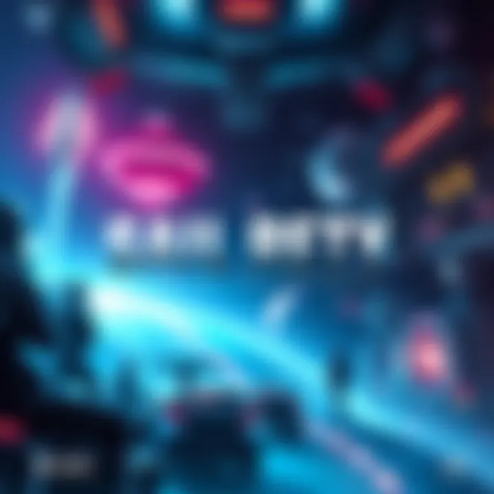 Main Menu Design for Sci-Fi FPS Game A sleek main menu design featuring a futuristic theme with sci-fi elements and vibrant colors, showcasing the title of the game prominently.