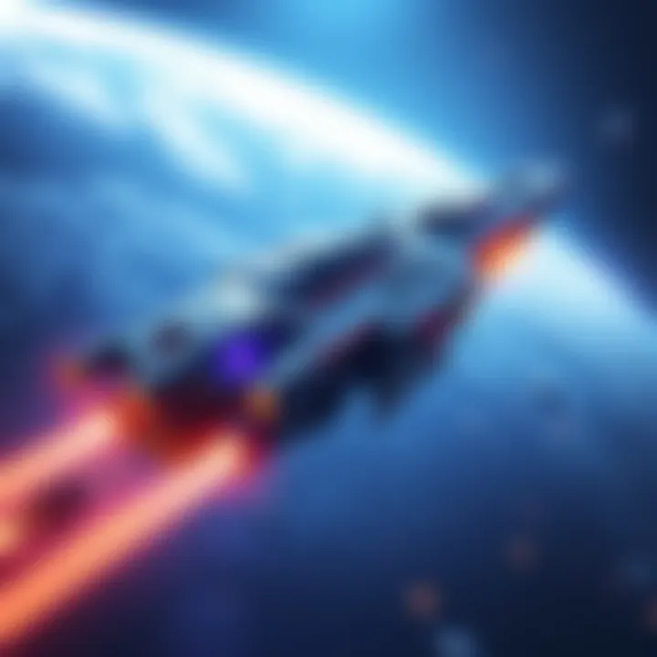 Main Ship in Gameplay A detailed view of the main ship used in gameplay, different from the loading screen image, showcasing its design and features.