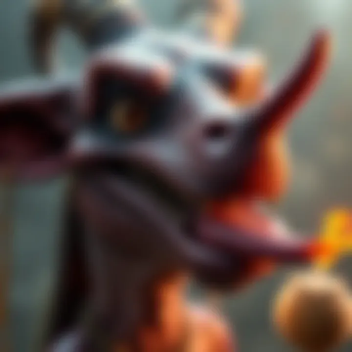 A majini with a strange object sticking out from its mouth, causing curiosity among people.