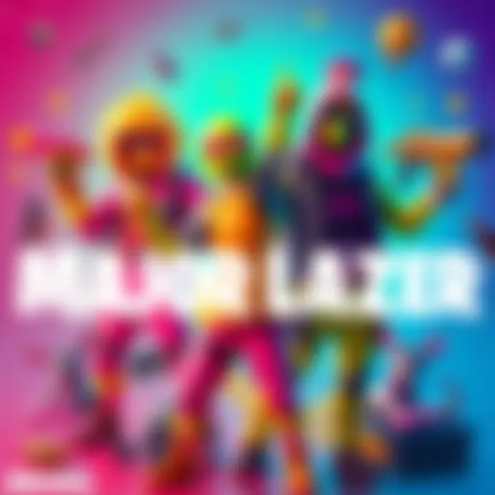 Major Lazer characters in vibrant outfits celebrating their return to Fortnite, with various exclusive items around them.