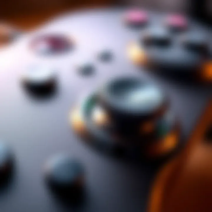 A close-up of a gaming controller with a joystick that is stuck and not returning to the center position, highlighting wear and issues during gameplay.