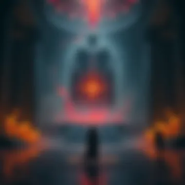 Maliketh stands in the Sanctum, reflecting on his defeat in Farum Azula, surrounded by a mystical aura