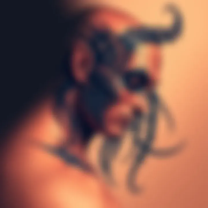 A detailed tattoo of Maliketh, featuring intricate designs and shading, inspired by Elden Ring.