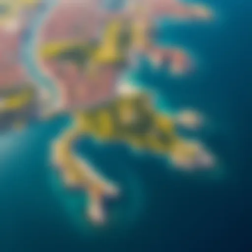 Aerial photo showing Malta's diverse geography with coastlines and green areas, resembling a gaming map.