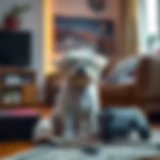 A 9-year-old Maltese dog appears anxious, sitting beside a damaged Xbox console in a living room setting.