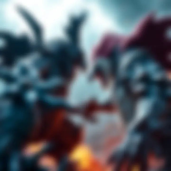 Malzeno and Nergigante battling in an intense showdown, showcasing their powerful forms and abilities in a dramatic setting.