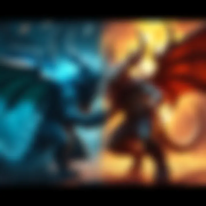 A battle scene featuring Malzeno and Primordial Malzeno, showcasing their unique designs and powers.
