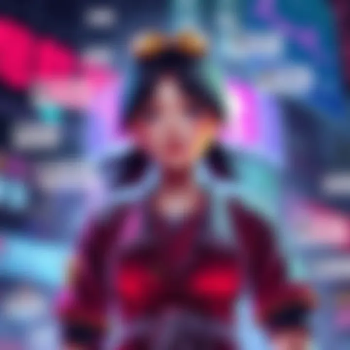 A digital illustration of Mama Hong, a character in gaming, showing her distinct features and attire while surrounded by social media comments and reactions.