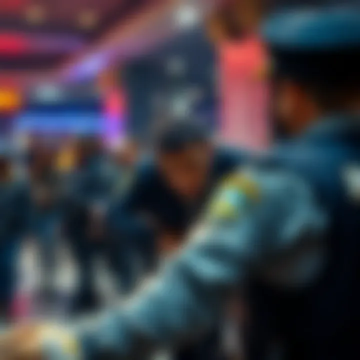 Police arresting a man in a public area, community members watching with concern.