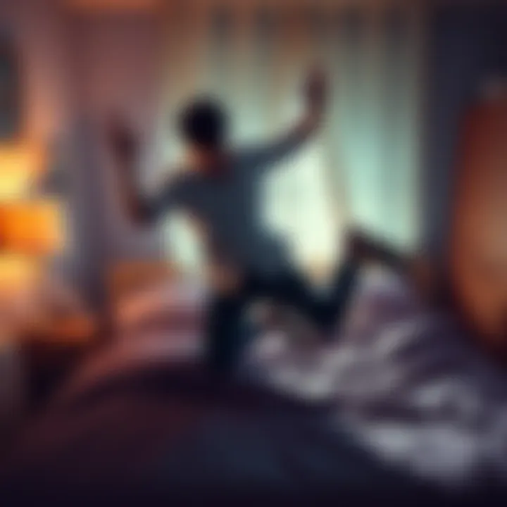 A man jumps out of bed in surprise, rushing to defend his friend Chloe during a startling early morning incident.