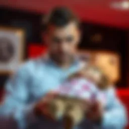 A man looks distressed while holding a doll, reflecting on the consequences of his actions against a furry creature.