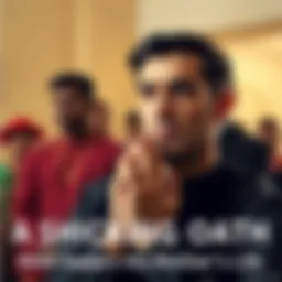 Man Swears on Mother's Life A man looks serious while making a pledge, hands clasped in front of him, showing the intensity of his declaration about his mother's life.