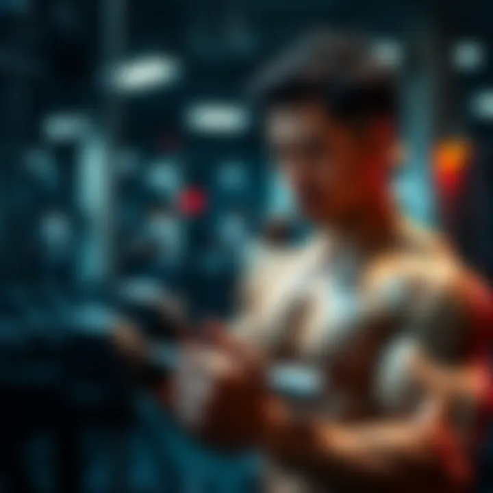 A man in a gym lifting weights while looking focused on building muscles similar to Ada Wong's character