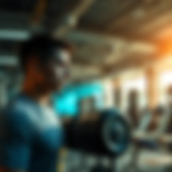 A man lifting weights in a gym, focused on his fitness journey while surrounded by gym equipment.