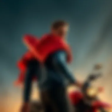 A cool guy with a relaxed vibe carries a red tarp on his back, reminiscent of biker style.