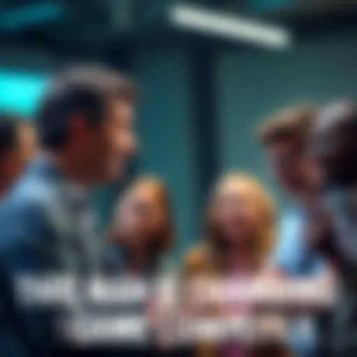 A man confidently discussing innovative strategies with a diverse group, inspiring them to rethink their approach to competition.