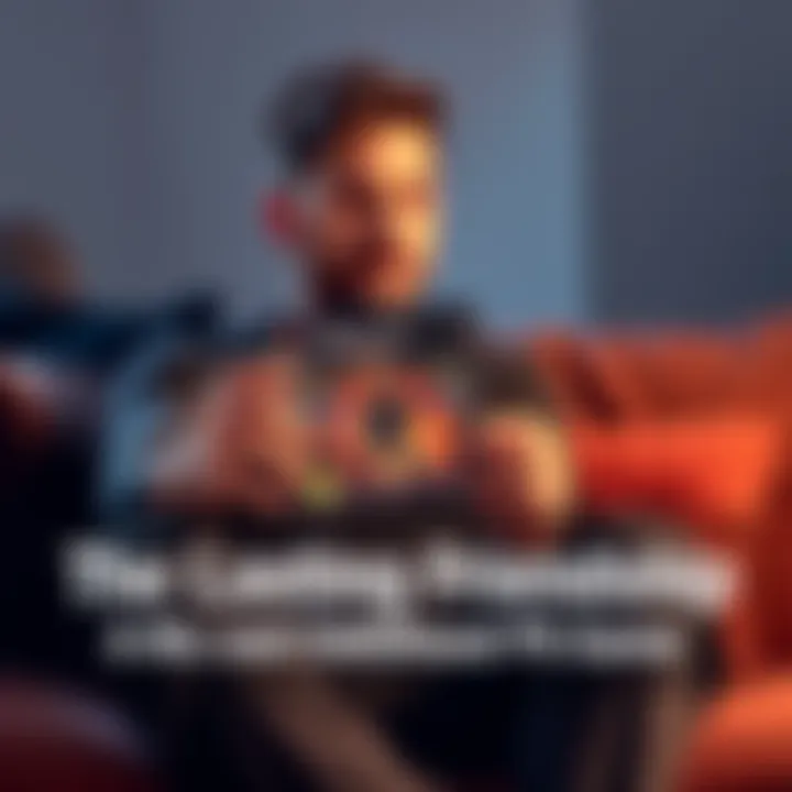 A man sits on a couch, holding a vintage PS2 game case, reflecting on his childhood memories.