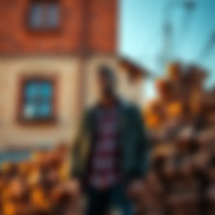 A man stands near a pile of bricks looking hopeful as he asks for assistance from the community to recover his belongings.
