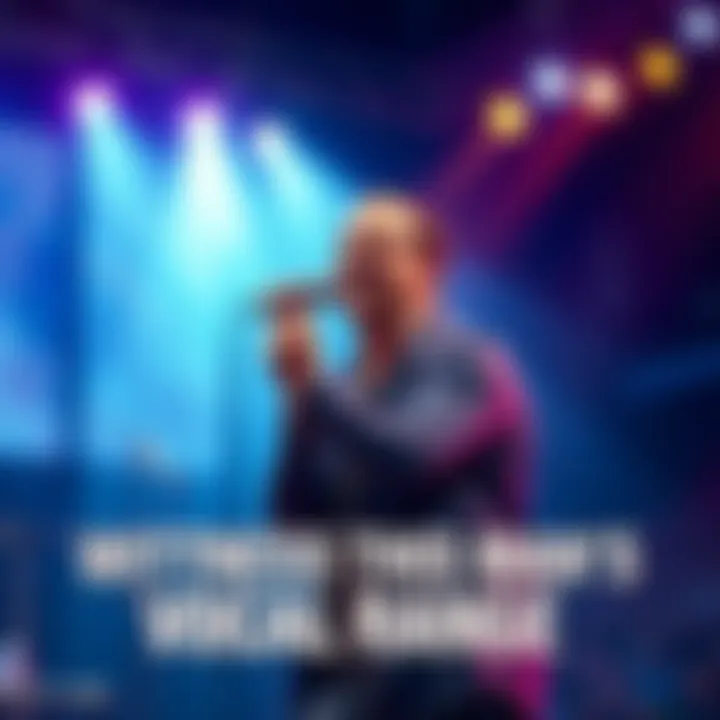 A man showcases his impressive vocal talents while performing on stage, captivating the audience with his range.