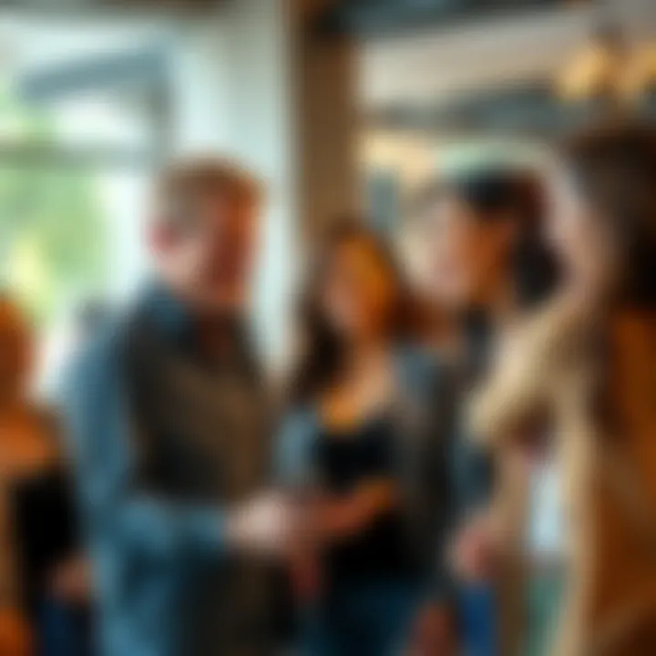 A man engaging in a lively conversation with a group of smiling women in a casual setting