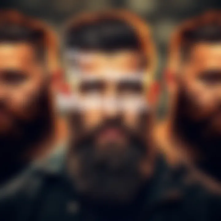 A well-groomed man showcasing different beard styles, representing masculinity and personal identity.