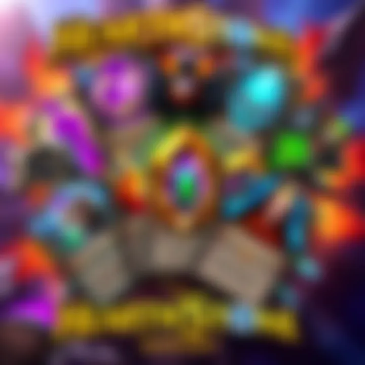 A collage of iconic mana cheat cards from Hearthstone, showcasing their unique designs and abilities, with a vibrant background that reflects the game's fantasy theme.