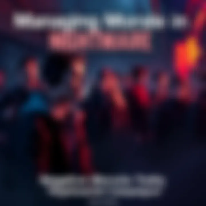 A team of characters facing low morale, with one character looking concerned while others discuss strategies, set against a dark, challenging background.